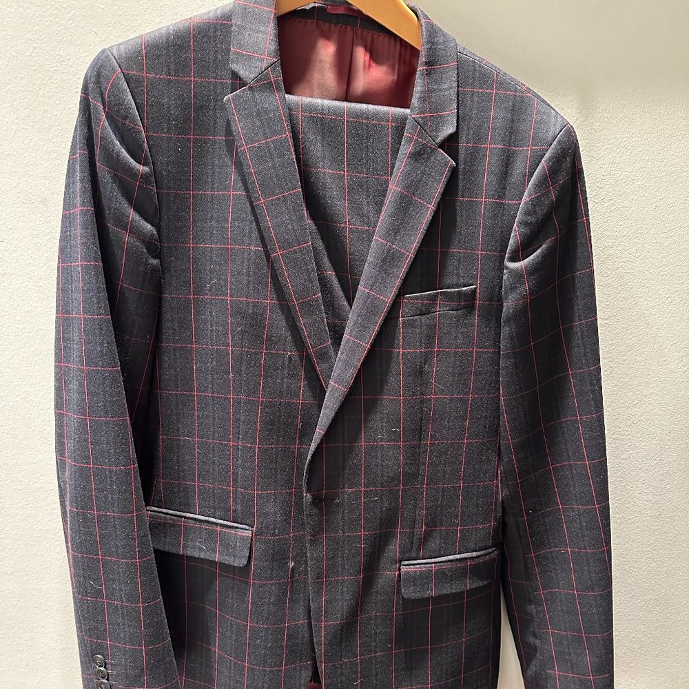 Topman Blue & Red Striped Suit (40R) and Pants (32R)